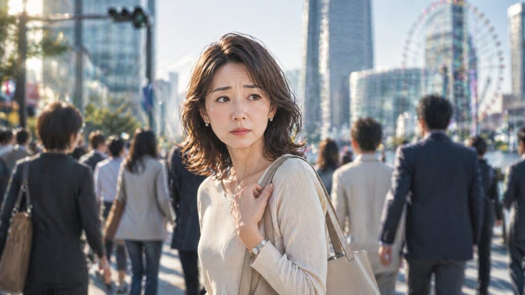 都会の交差点での孤独な瞬間