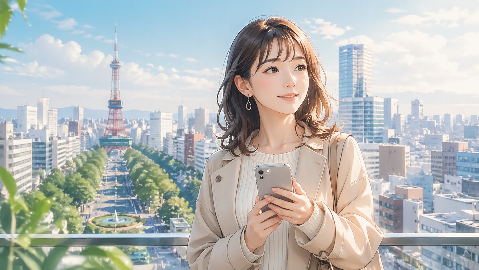 都会のテラスでの一息