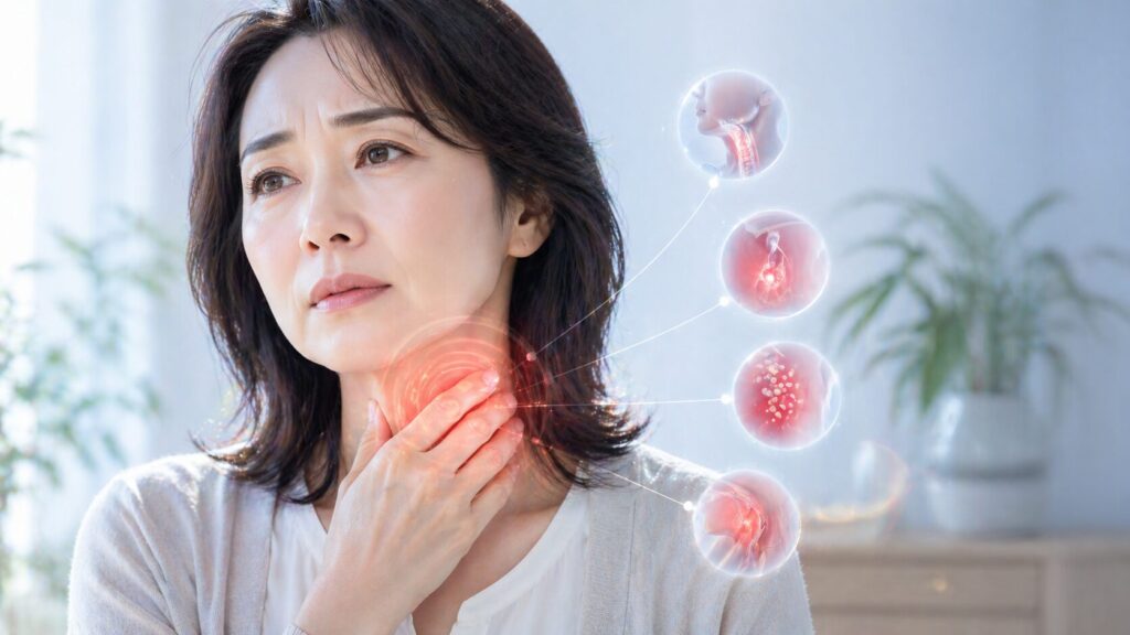 喉の痛みの診断イラスト