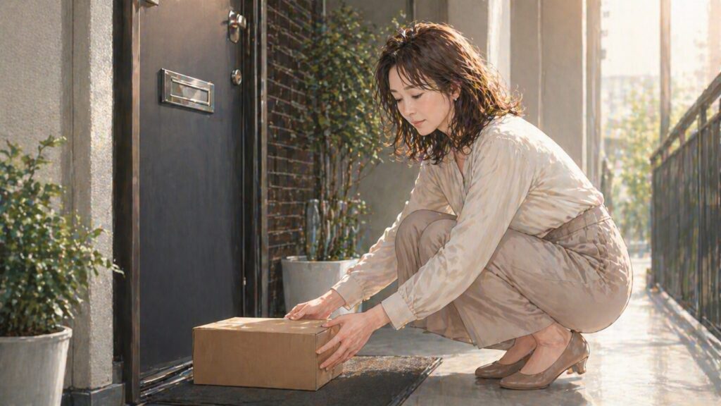 穏やかな配達を受け取る女性