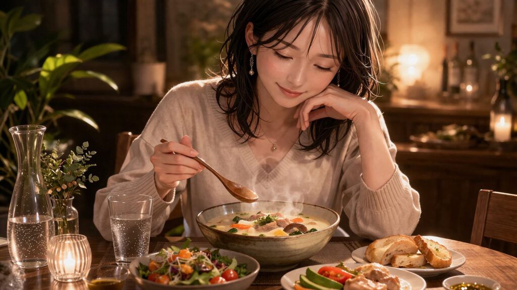 落ち着いた夕食のひととき