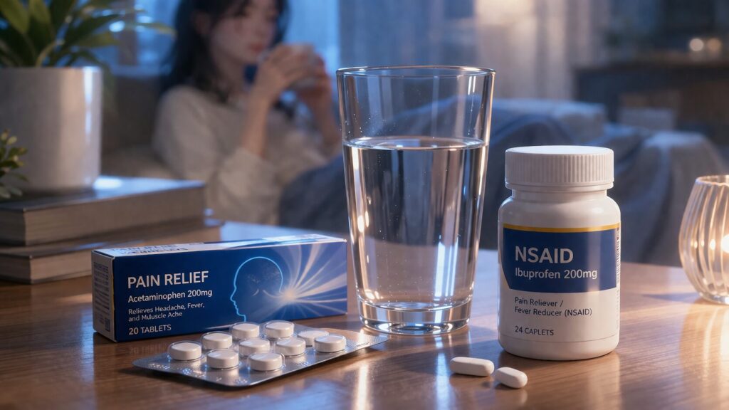 薬と水の静かな夜のひととき