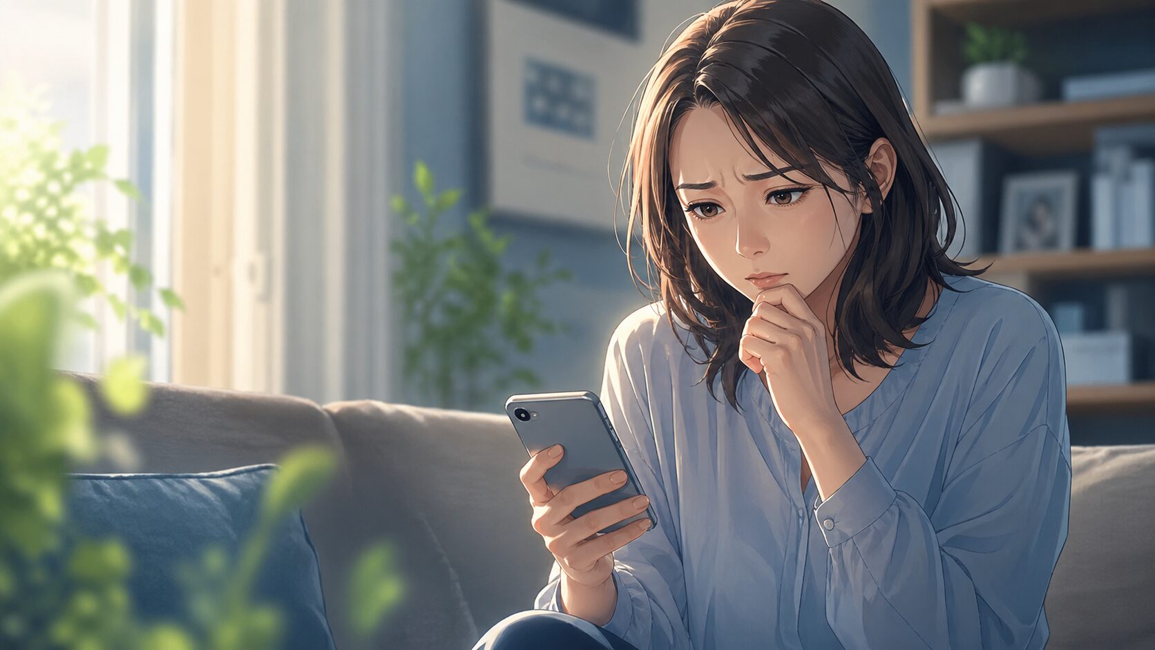 考え込む瞬間のリビング