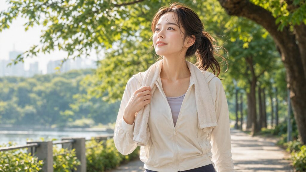 穏やかな川辺の散歩