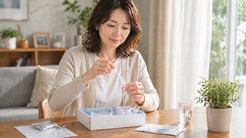 落ち着いた室内でのケア作業