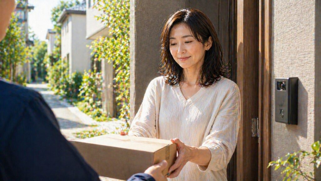 宅配便の受け取り瞬間