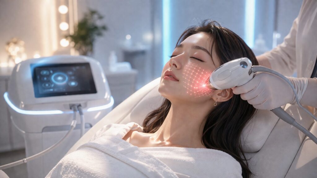 未来的な美容治療の瞬間