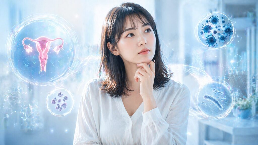 医療イラストの思索的シーン