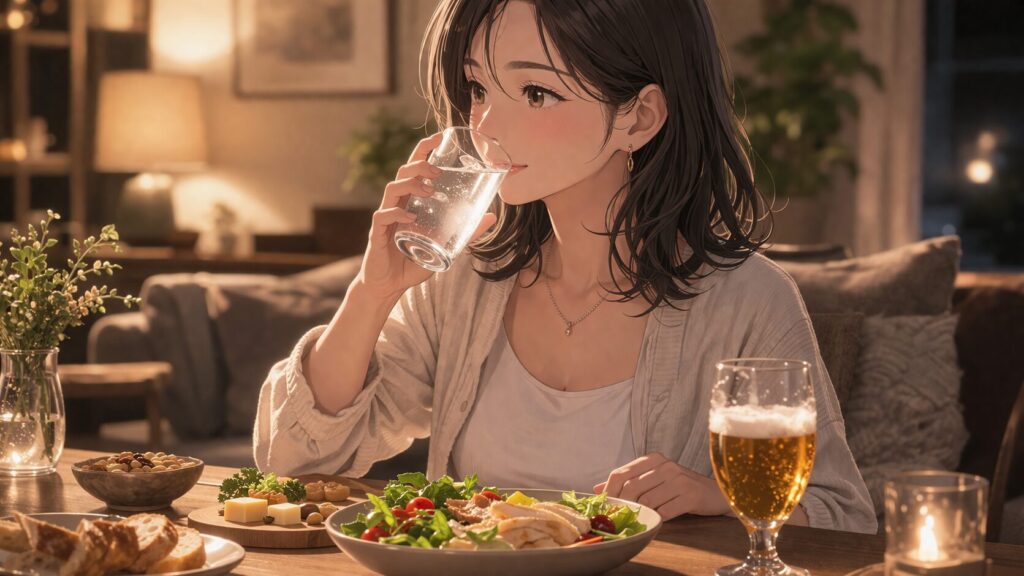 温かな夜の食卓とリラックスした時間
