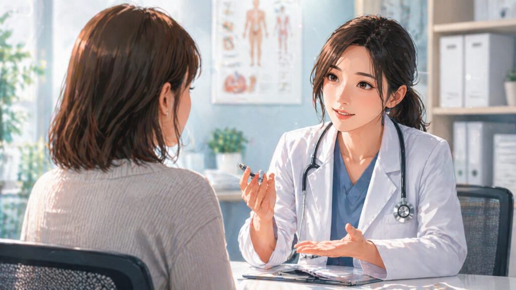 診察室での和やかな会話