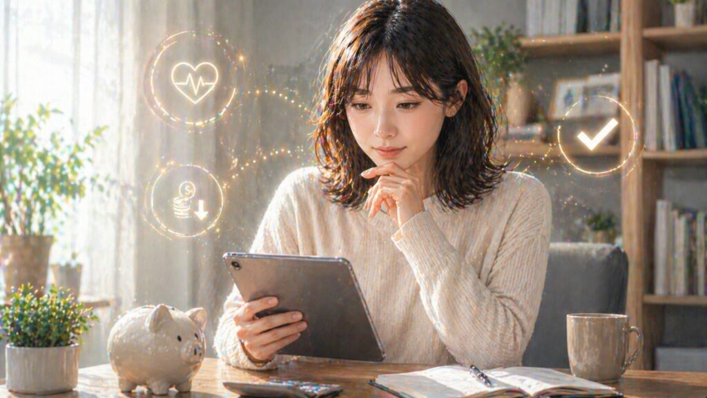 自宅で作業する女性のひととき