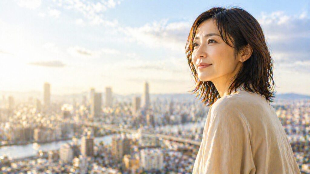 都会の景色を見つめて