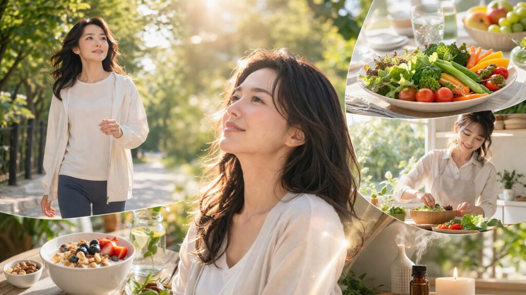 自然なライフスタイルのコラージュ