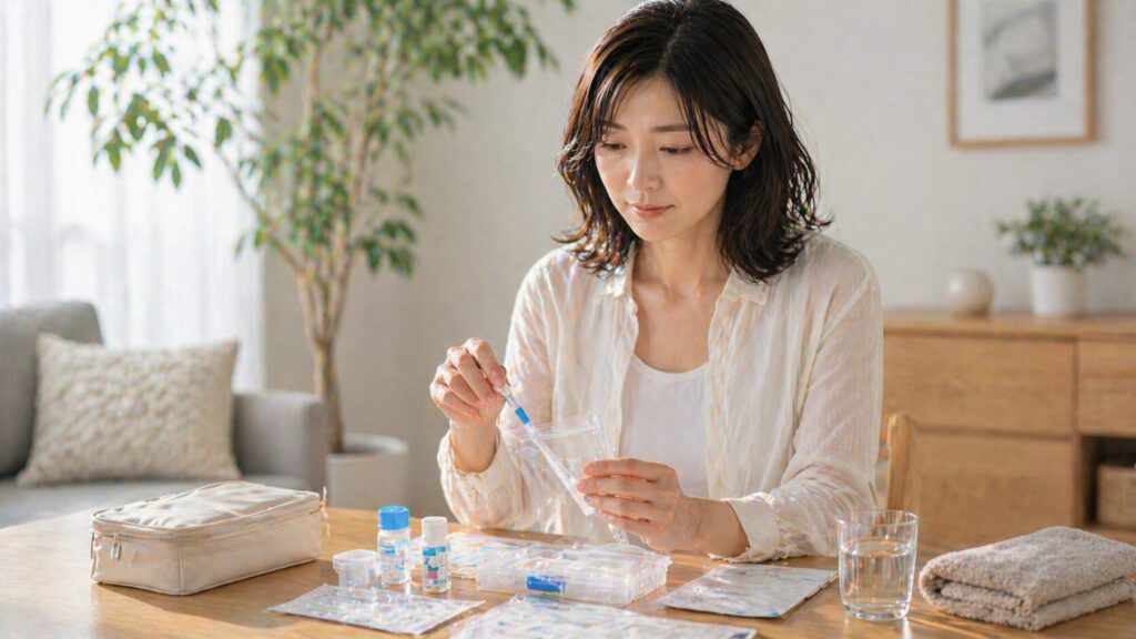 落ち着いた室内での準備