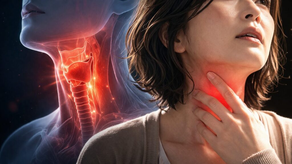 喉の痛みと解剖学的描写