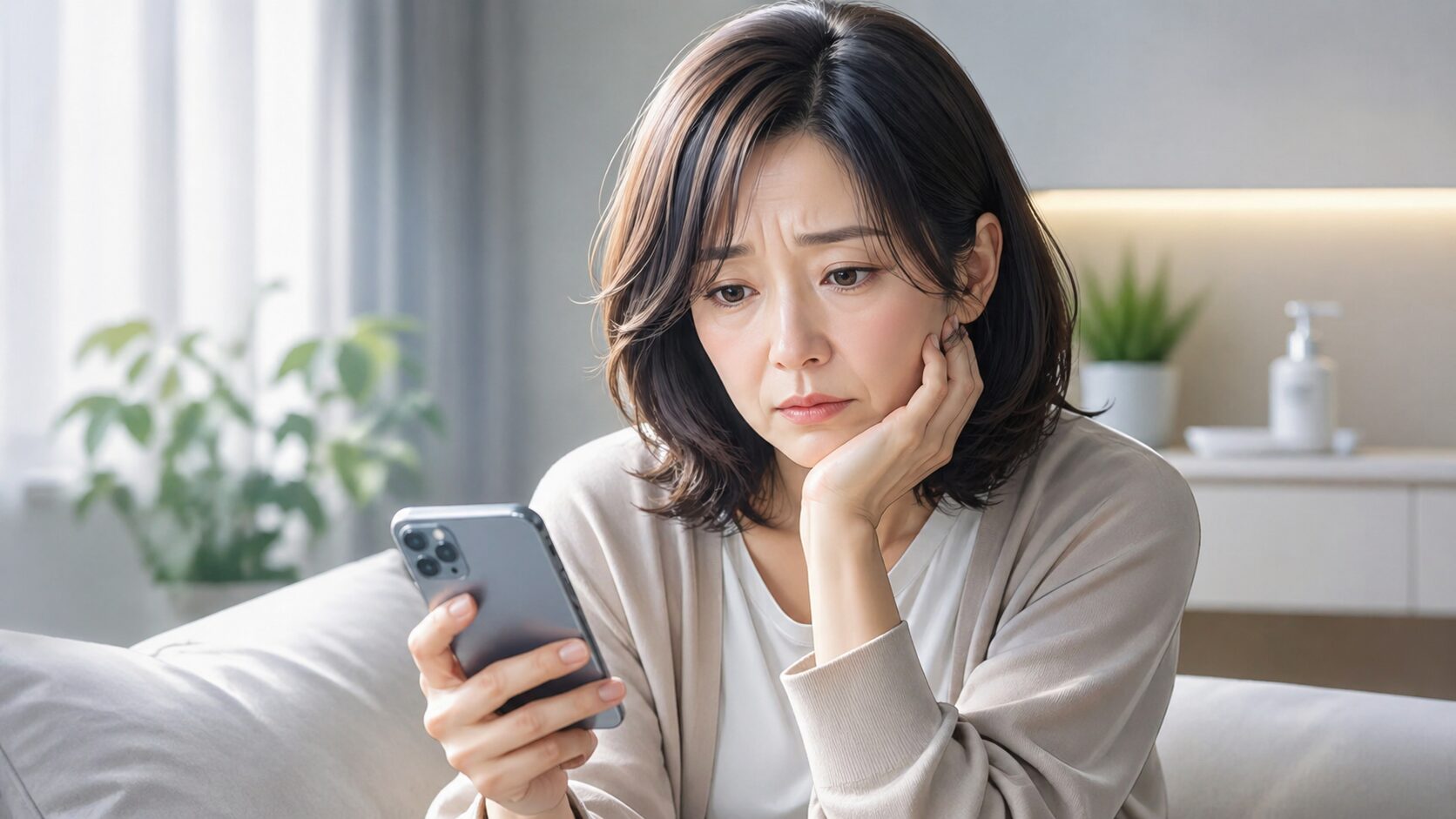 一人静かに考える女性