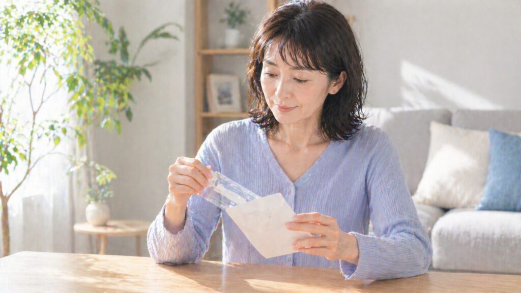 落ち着いた室内での製品開封