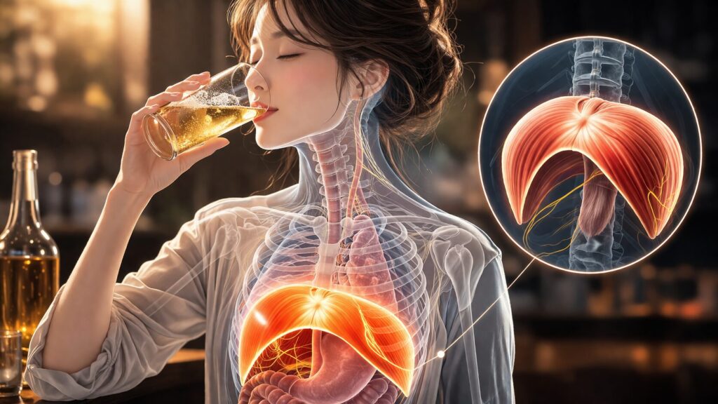 解剖図と共にリラックスした飲み物