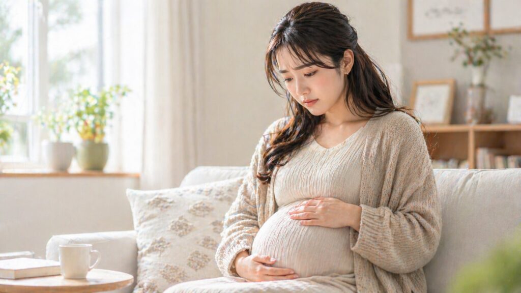 心配そうな表情の妊婦さん