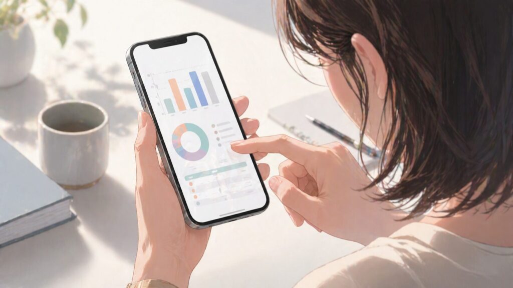 スマートフォンで業務分析中