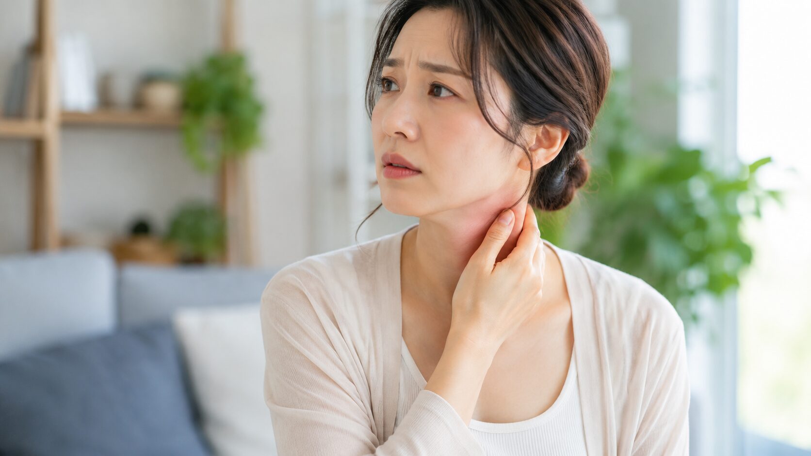 心配そうな表情の女性