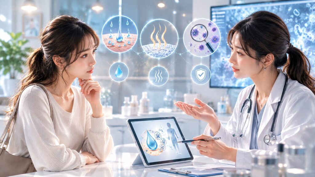 皮膚科相談と清潔な診療室