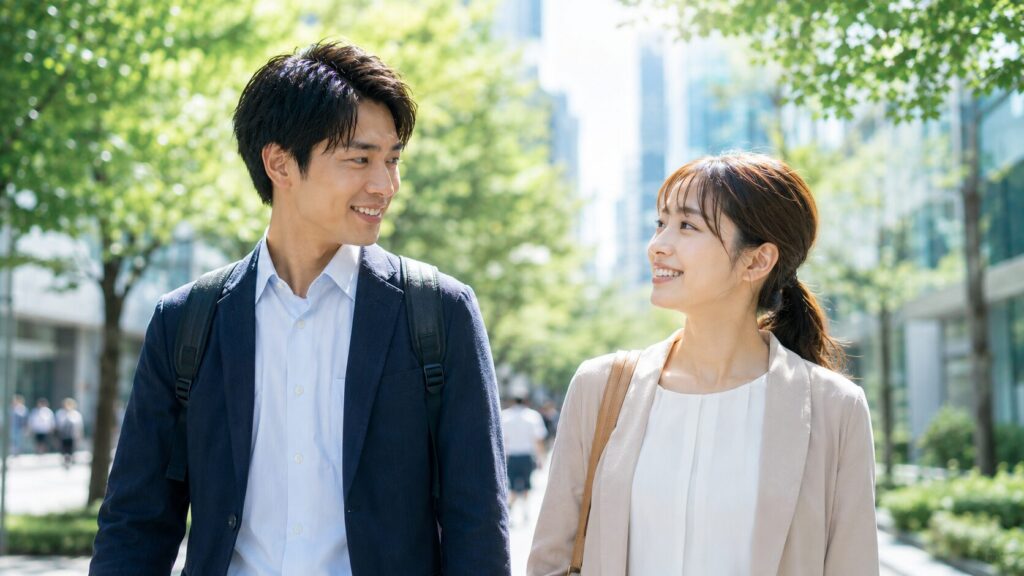 公園での幸せな散歩