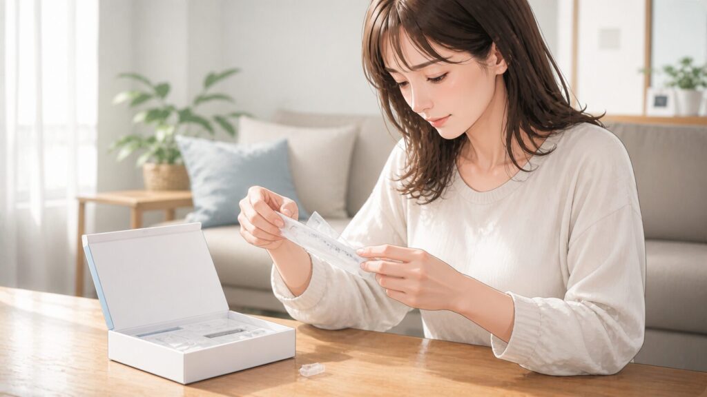 静かな瞬間の検査キット操作