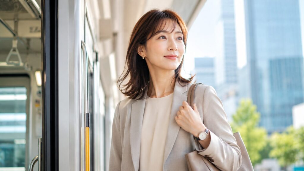 都会の静かな朝通勤