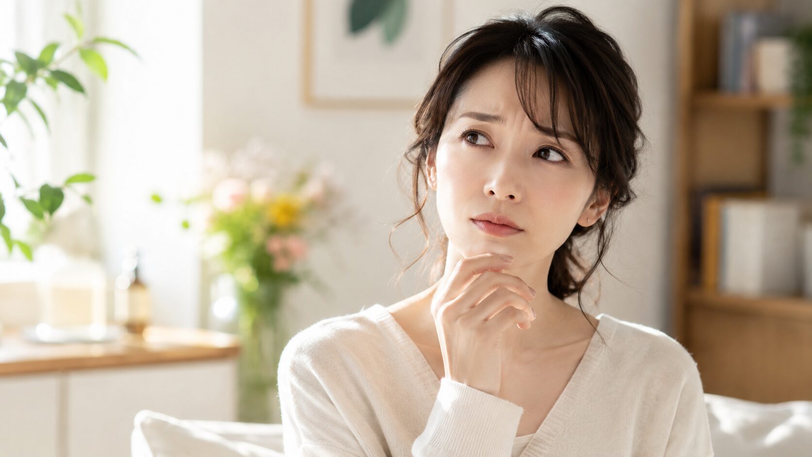 考え込む女性の静かな瞬間