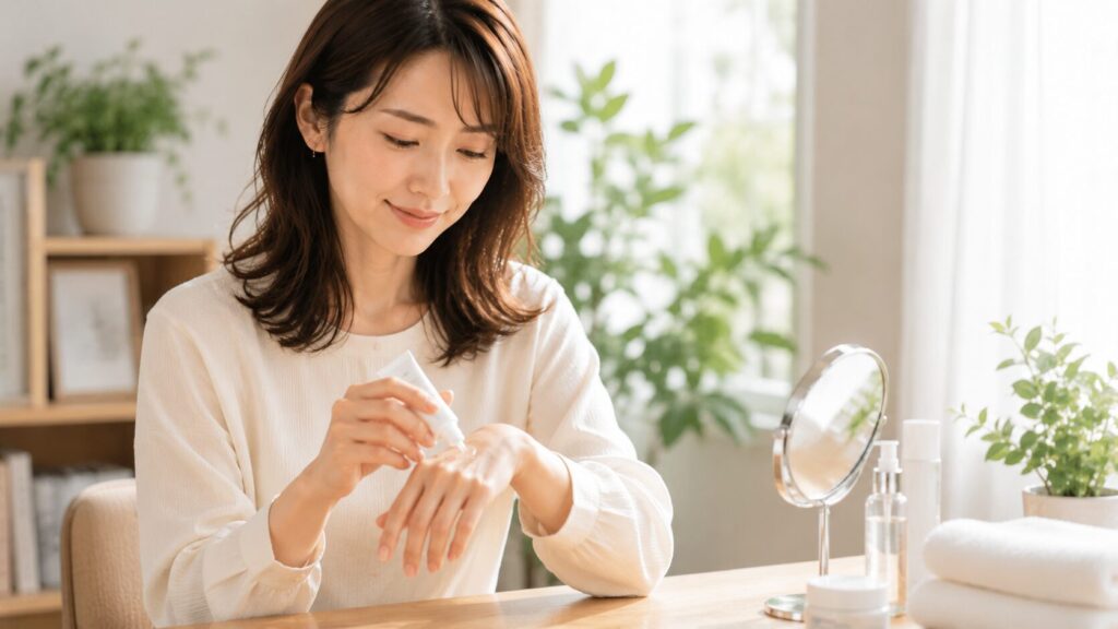 穏やかな朝のスキンケアタイム