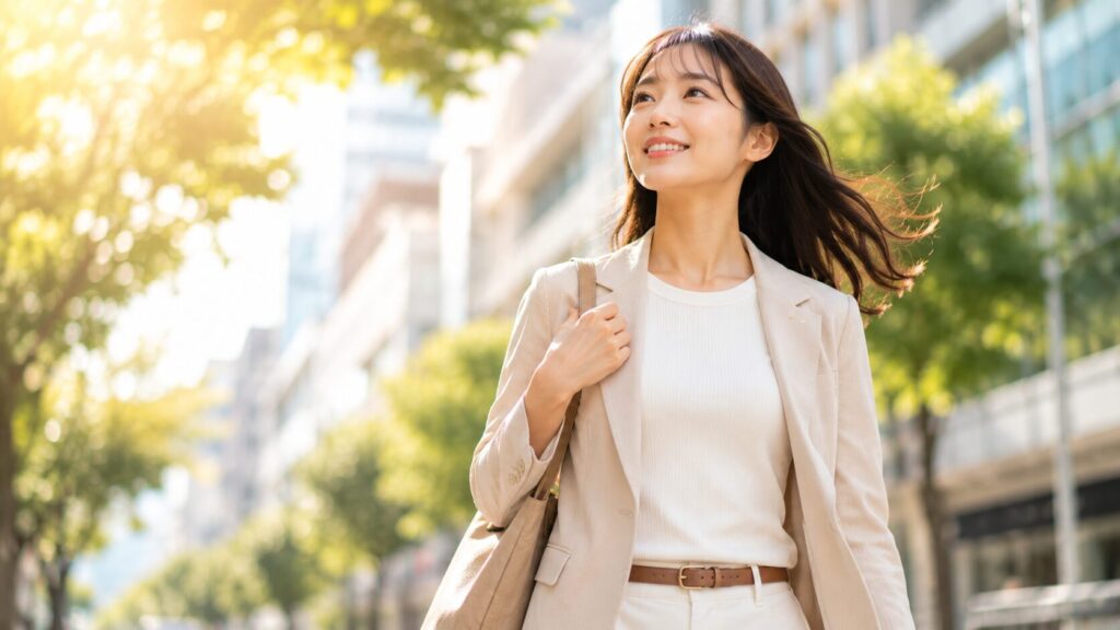 晴れた街の中の穏やかな瞬間