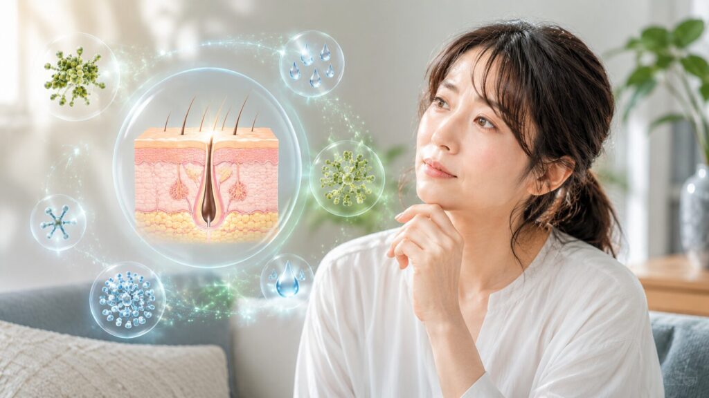未来的な皮膚解析と瞑想