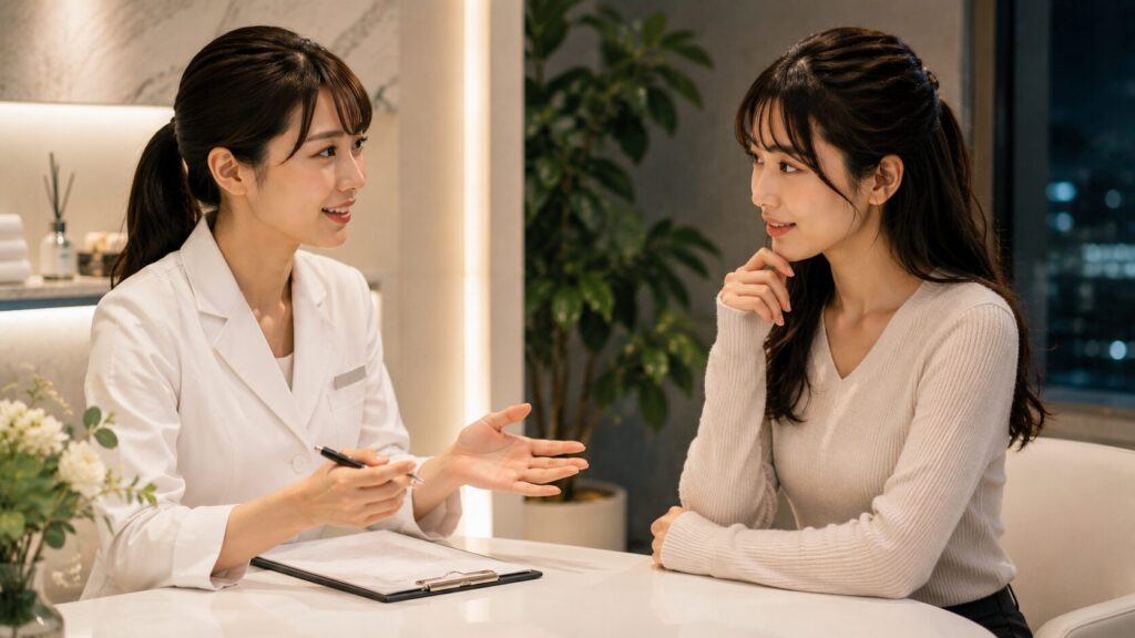 温かなクリニックでの相談シーン