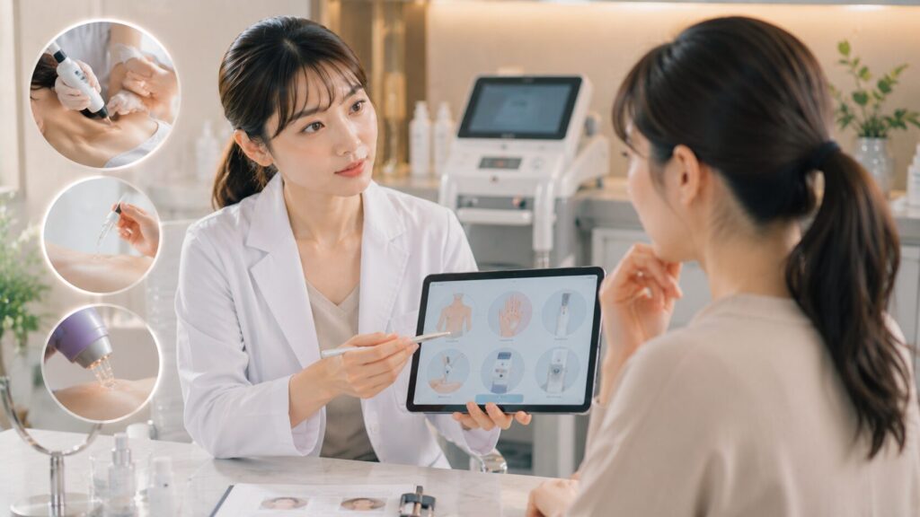 皮膚科診察と治療説明