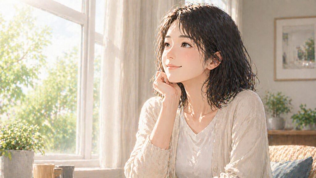 優しい光の中での静かなひととき