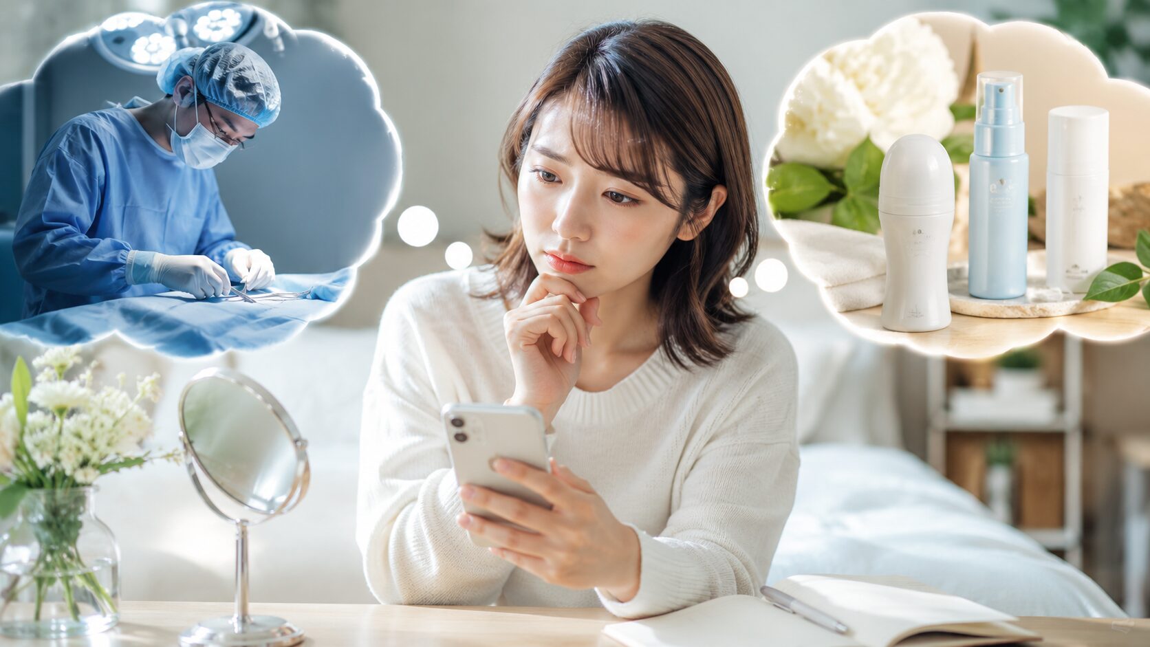 選択肢を考える女性