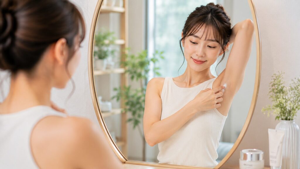 優雅な朝のスキンケアタイム