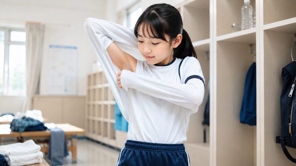 体育館の更衣室での瞬間