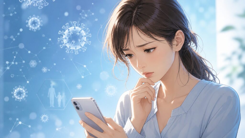 思索する女性と医療の世界