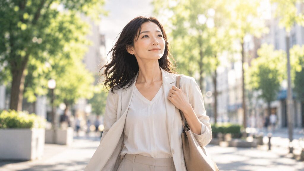 穏やかな陽光を浴びた街角