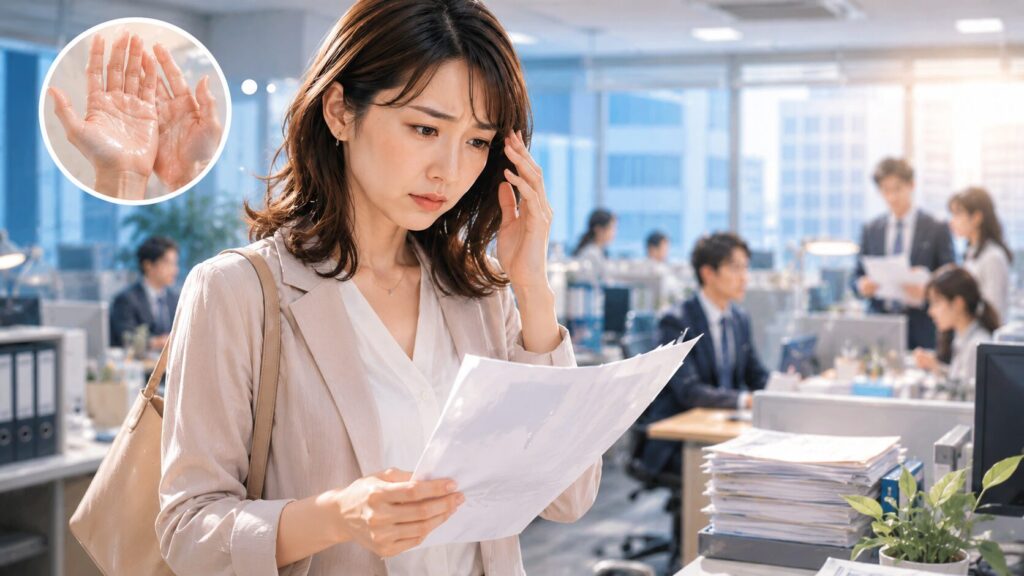 オフィスで悩む女性