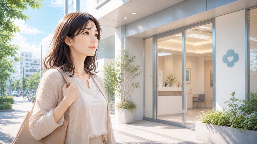 クリニックの前での穏やかな瞬間