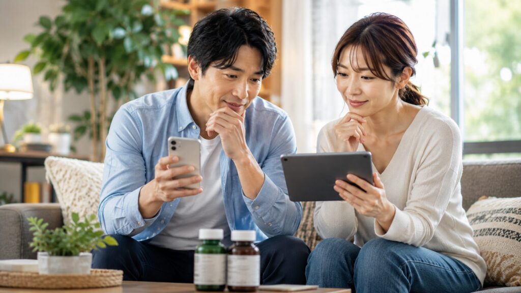 リラックスした時間を過ごす二人