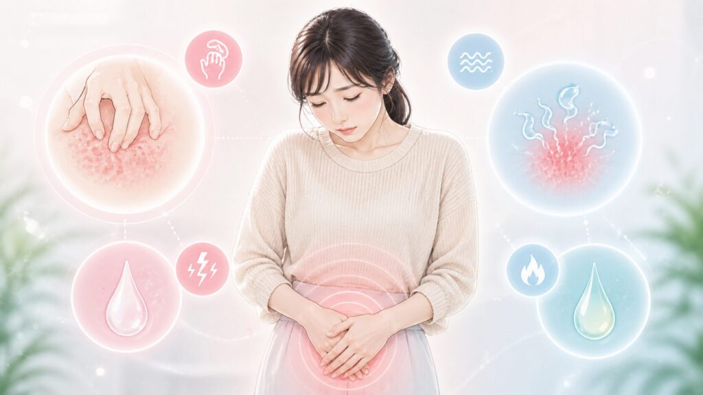 女性の腹部の不快感インフォグラフィック