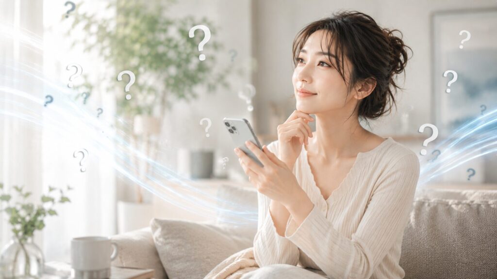 考え事をするリラックスした女性