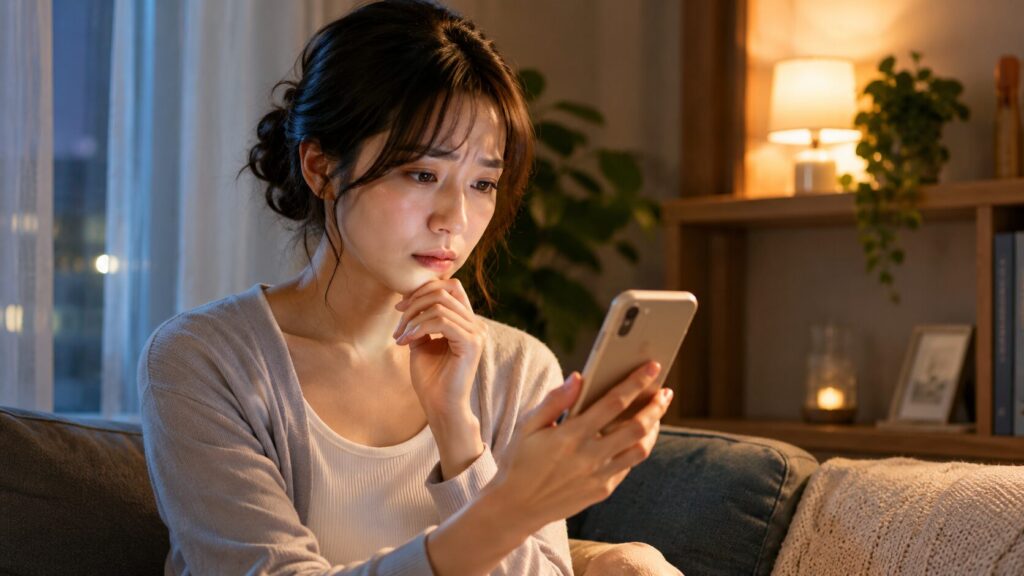 落ち着いた夜のリビングルーム