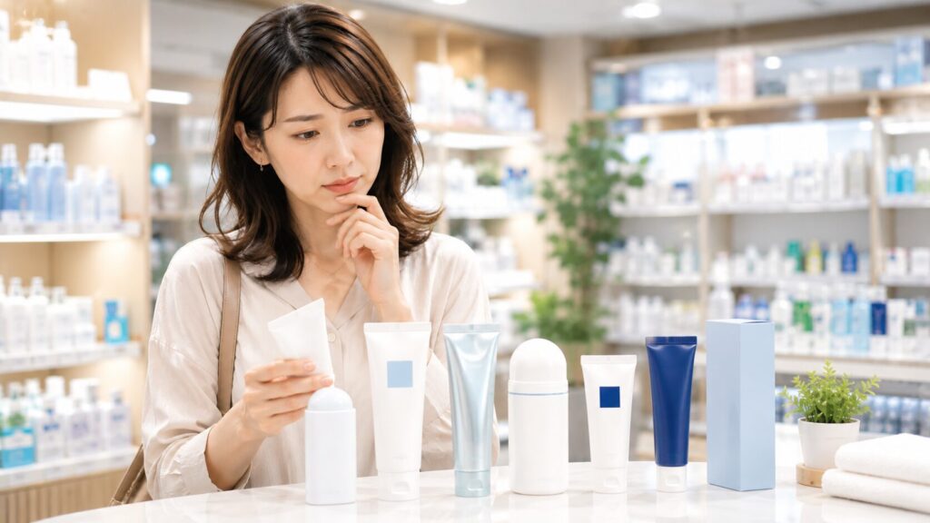 コスメティックカウンターでの比較