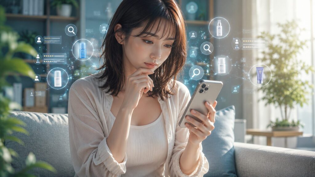 デジタルショッピングで考える女性