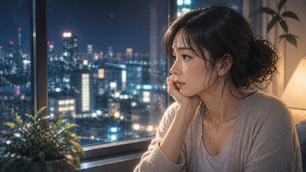 窓辺の静かな夜のひととき